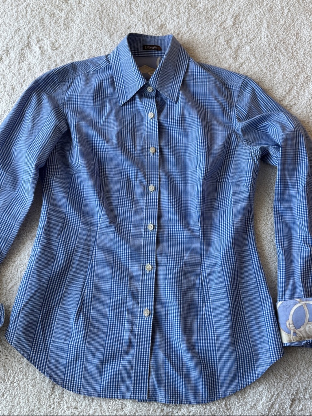 J. McLaughlin Blue Gingham Button Down Shirt - Picture 4 of 7